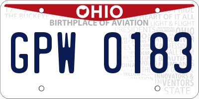 OH license plate GPW0183