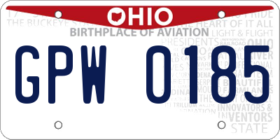 OH license plate GPW0185