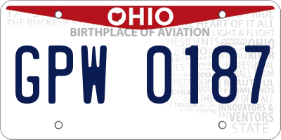 OH license plate GPW0187