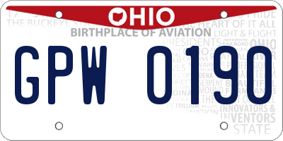 OH license plate GPW0190