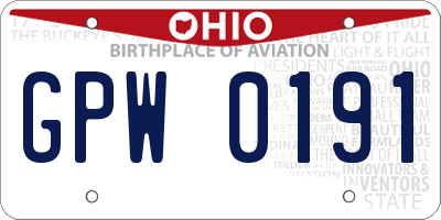 OH license plate GPW0191