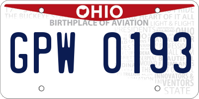 OH license plate GPW0193