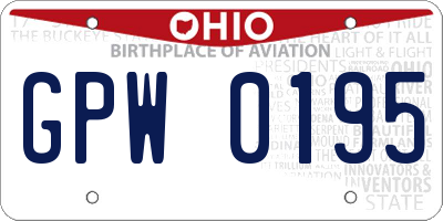 OH license plate GPW0195