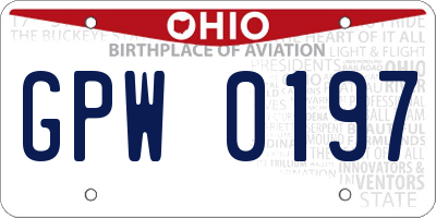 OH license plate GPW0197