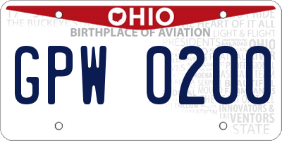 OH license plate GPW0200