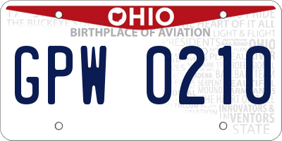 OH license plate GPW0210