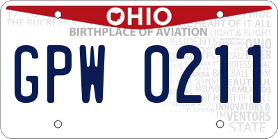 OH license plate GPW0211