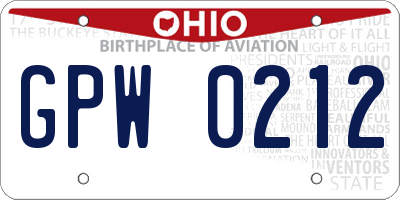 OH license plate GPW0212