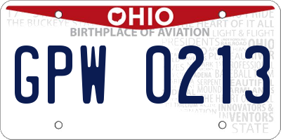 OH license plate GPW0213