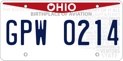 OH license plate GPW0214