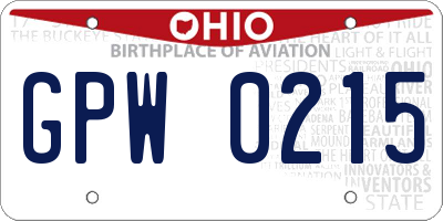 OH license plate GPW0215