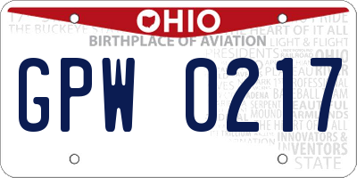 OH license plate GPW0217