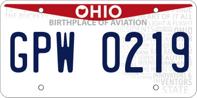 OH license plate GPW0219