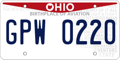 OH license plate GPW0220