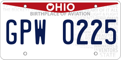 OH license plate GPW0225