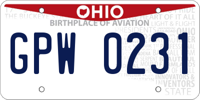 OH license plate GPW0231