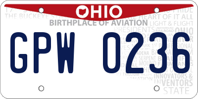 OH license plate GPW0236