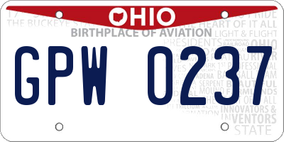 OH license plate GPW0237