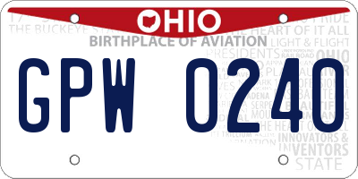 OH license plate GPW0240