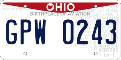 OH license plate GPW0243