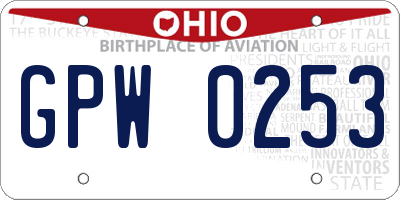 OH license plate GPW0253