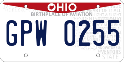 OH license plate GPW0255