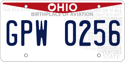 OH license plate GPW0256