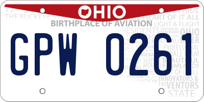 OH license plate GPW0261