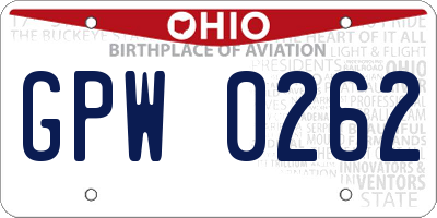 OH license plate GPW0262