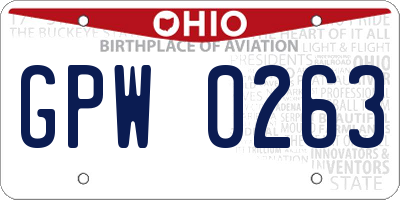 OH license plate GPW0263
