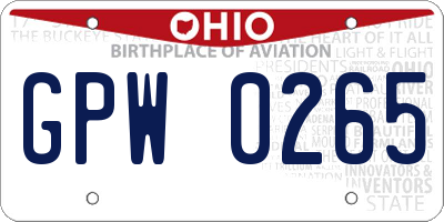 OH license plate GPW0265