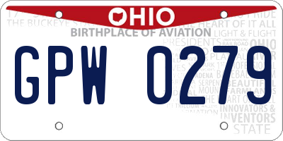 OH license plate GPW0279