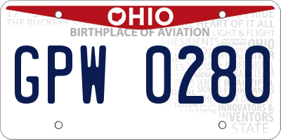 OH license plate GPW0280