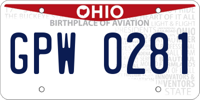 OH license plate GPW0281