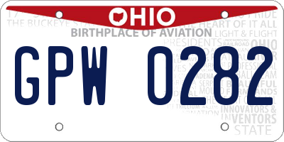 OH license plate GPW0282