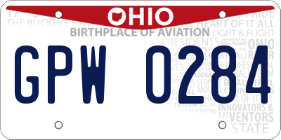 OH license plate GPW0284
