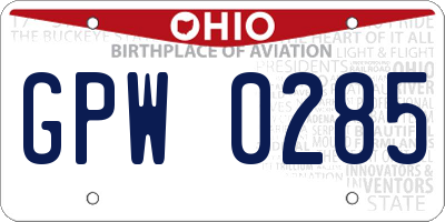 OH license plate GPW0285