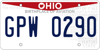 OH license plate GPW0290