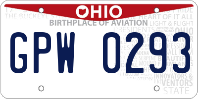 OH license plate GPW0293