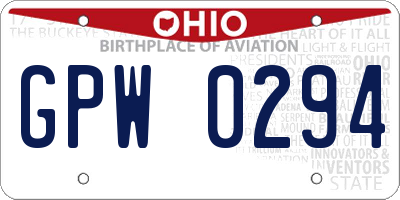 OH license plate GPW0294