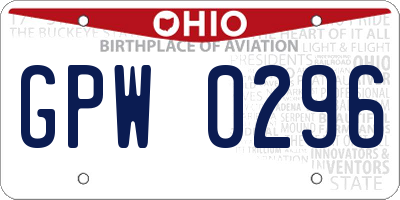 OH license plate GPW0296