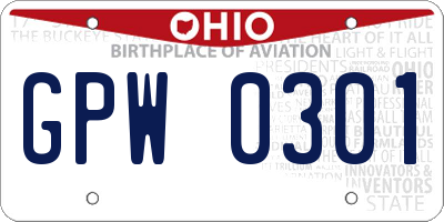 OH license plate GPW0301
