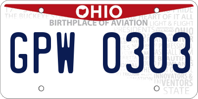 OH license plate GPW0303