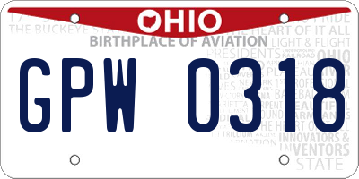 OH license plate GPW0318