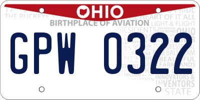 OH license plate GPW0322