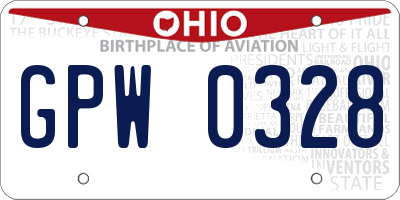 OH license plate GPW0328