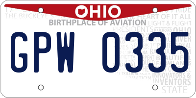 OH license plate GPW0335