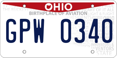 OH license plate GPW0340