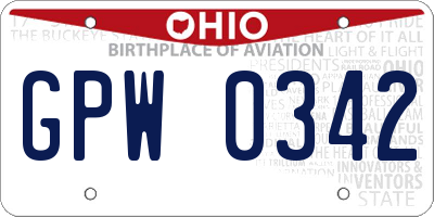 OH license plate GPW0342