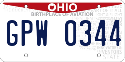 OH license plate GPW0344